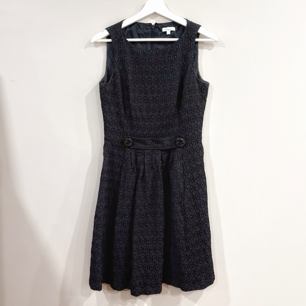Shoshanna Women Dress 8 Black Fit Flare Jacquard Preppy Office Chic Minimalist